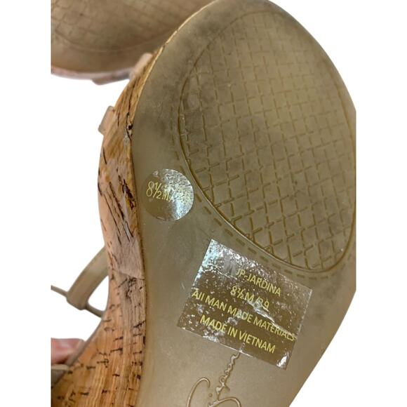 Size 8.5M Jessica Simpson Cork Wedge Platform Sandals Taupe - Picture 10 of 10